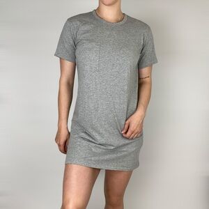 VETTA Organic Cotton Short Sleeve‎ Pocket Dress Casual Lightweight Gray Stretchy